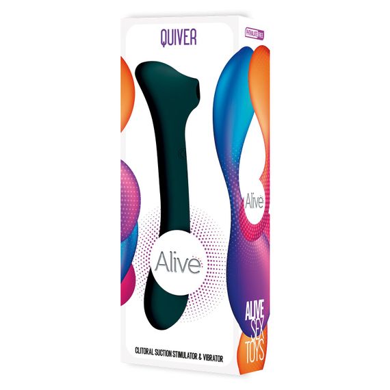 Вібратор та вакуумний кліторальний стимулятор 2-в-1 Alive Quiver Teal оновлена ​​модель | Зображення 4