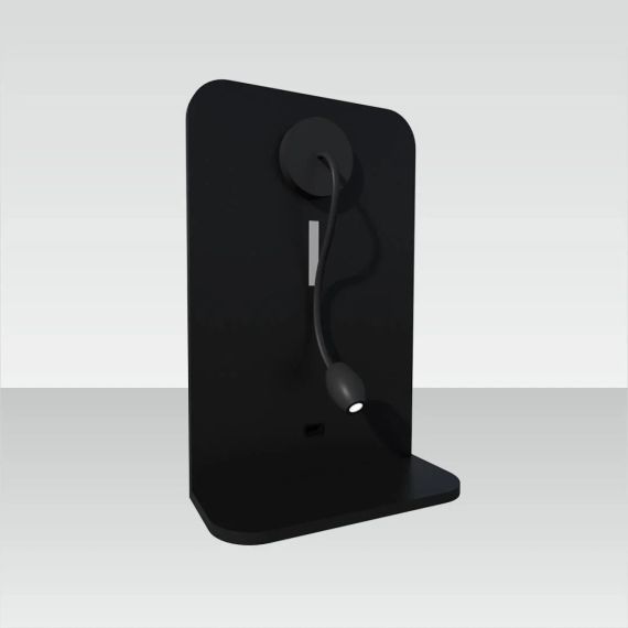 Полка прикроватная алюминиевая Snake с зарядкой для телефона и светодиодным светильником