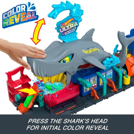 Трек Хот Вілс Кольорове перетворення Автомийка Акула Оригінал Hot Wheels City Ultra Shark Car Wash | Зображення 3