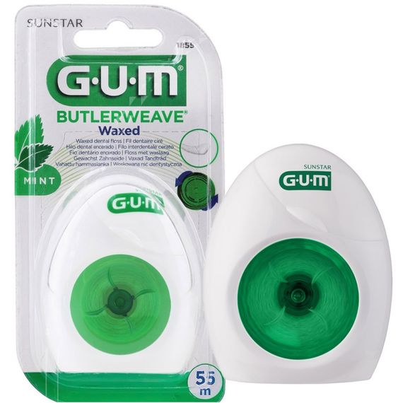Зубна нитка GUM BUTLERWEAVE MINT WAXED, м'ятна вощена, 55 м | Зображення 1