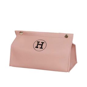 Серветниця з еко шкіри 20×7.5×11.5 см для серветок на кнопках Рожевий HP-3-213P