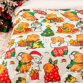 Плед фліс Копібарки і сніговики 150x200 см Love You