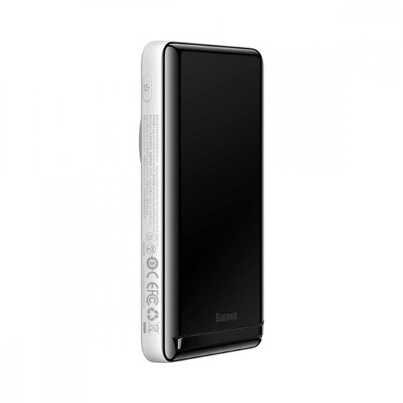 Зовнішній акумулятор Baseus Magnetic Bracket Wireless Fast Charge Power Bank 10000mAh 20W White (With cable | Зображення 5