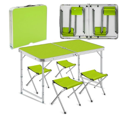 Раскладной стол - чемодан с 4 стульями Folding Table для пикника, рыбалки, дачи, 120х60 см | Зображення 4