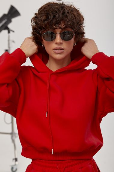 Спортивний костюм із худі та прямими штанами зі швами навиворіт - червоний цвет, M (є розміри) | Зображення 3