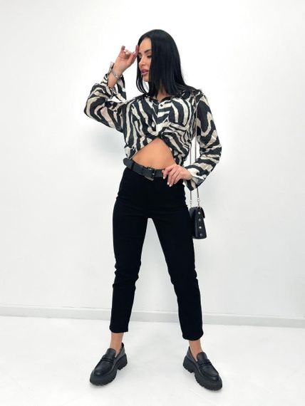 Женские вельветовые укороченные узкие брюки GF01709 цвет черный, размер 42 | Зображення 1