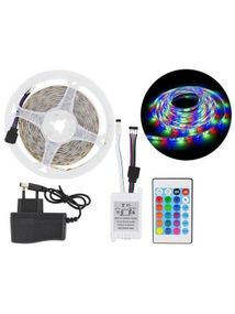 Світлодіодна стрічка SMD 3528 RGB (54 LED/m) 5 метрів на силіконі з блоком та пультом керування різнокольорова (повний комплект)