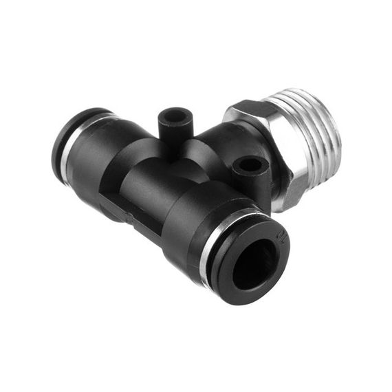 Цангове з'єднання Т-подібне для поліуретанових та ін. шлангів 10*10 мм, 1/2" зовн. різьба INTERTOOL PT-2363 | Зображення 1