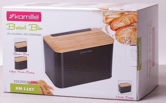 Хлібниця Kamille Breadbasket Steel&Bamboo 35х20см з нержавіючої сталі | Зображення 5