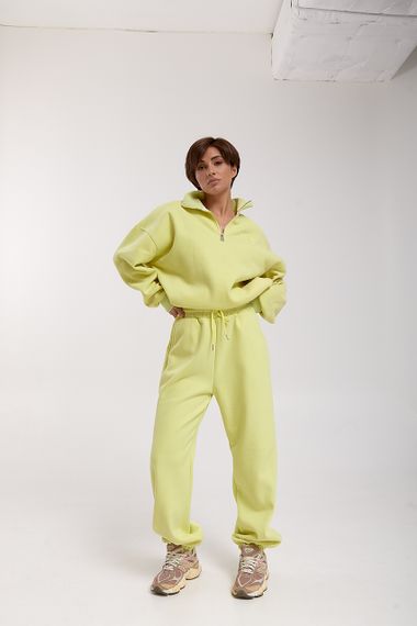 Теплий спортивний костюм зі світшотом на блискавці та джогерами - лимонний цвет, S/M (є розміри) | Зображення 4