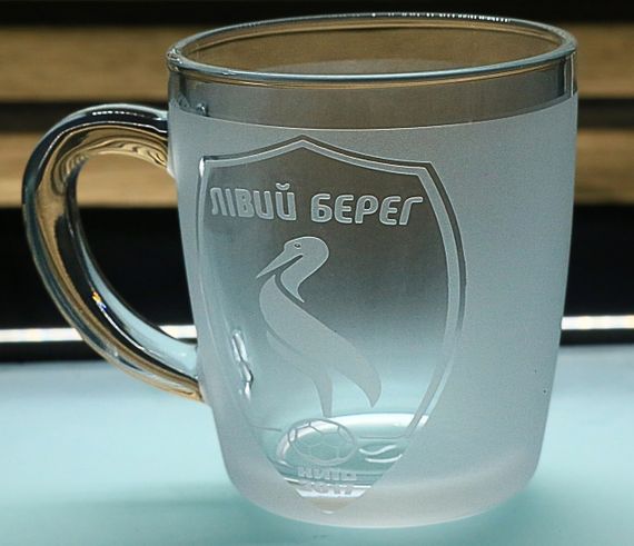 Чашка 350 мл Лівий Берег з гравіюванням  Скляний кухоль з логотипом ФК Подарунок футбольному фанату | Зображення 2