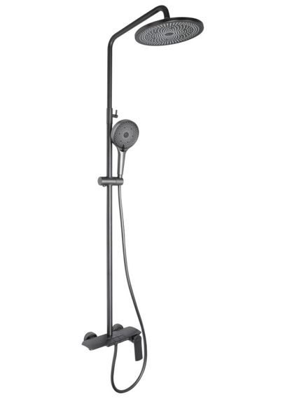 Душова система універсальна Qtap Slavonice Gunmetal Black PVD з виливом QTSLA111GMB45905