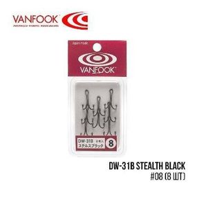 Крючки рыболовные Vanfook двойные DW-31B Stealth Black #08 8шт