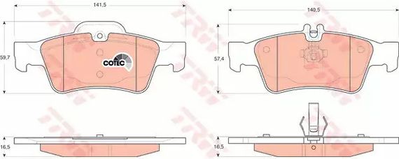 Гальмівні колодки до дисків MB E/S-клас (W211/W212/W220/W221) 99-, TRW (GDB1546)