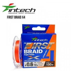 Шнур плетенный рыболовный Intech Интеч First Braid X4 Orange 100m 0.4 8lb/3.63kg