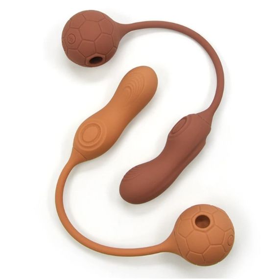 Подвійний вібратор у вигляді м'яча з вакуумом та для точки G, Sweet Em 0036F, коричневий sexstyle | Зображення 1