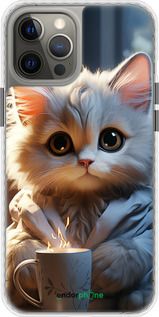 Чохол на iPhone 12 Pro Max Білий кіт "5646pc-2054-2448"