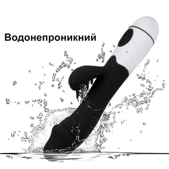 Вібратор - rabbit для подвійної стимуляції (чорний, AAA) | Зображення 1