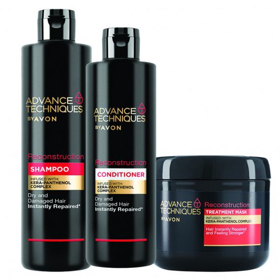 Набор для восстановления волос Avon Kera Panthenol: шампунь, бальзам, маска