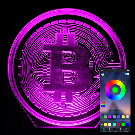 Акриловий світильник-нічник керування з телефона Біткоїн tty-n001128