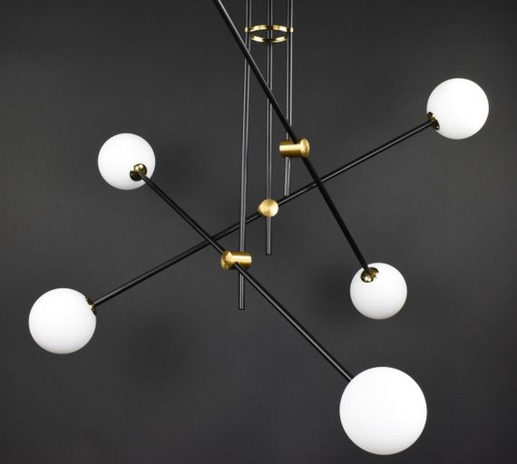 Люстра стельова на 6 лампочок 27517 Чорний 78-115х96х96 см. | Зображення 4