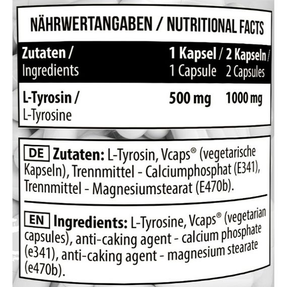 Тирозин для спорта MST Nutrition L-Tyrosine 1000 90 Veg Caps | Зображення 1