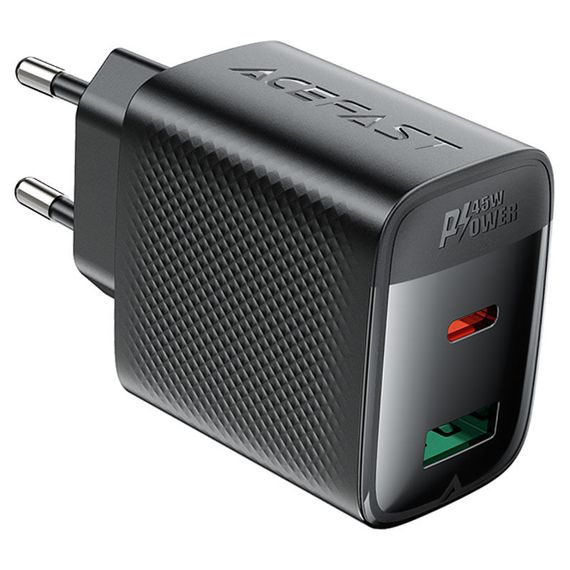 СЗУ Acefast A106 GaN PD45W (1USB-A/1C) Black | Зображення 1