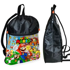 Рюкзак-мішок для взуття, спортивної форми Супер Маріо «Super Mario» дитяча сумка для змінки з розширювачем (01305)
