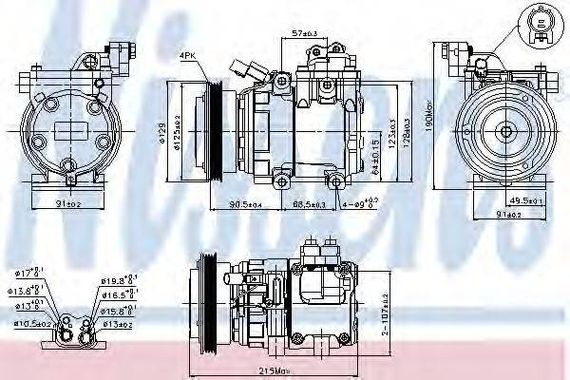 Компресор кондиціонера HYUNDAI MATRIXKIA SPORTAGE II (KM) (Nissens) NISSENS 89082 на HYUNDAI AVANTE II (J-2)