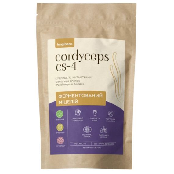 Грибний комплекс Fungipapa Кордицепс китайський (Cordyceps sinensis) - ферментований міцелій 90 капсул