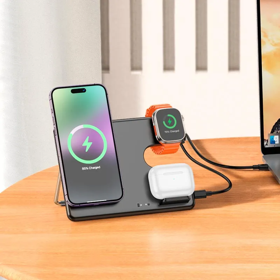 Бездротова зарядка Hoco CQ1 Geek folding 3-in-1 | Зображення 6