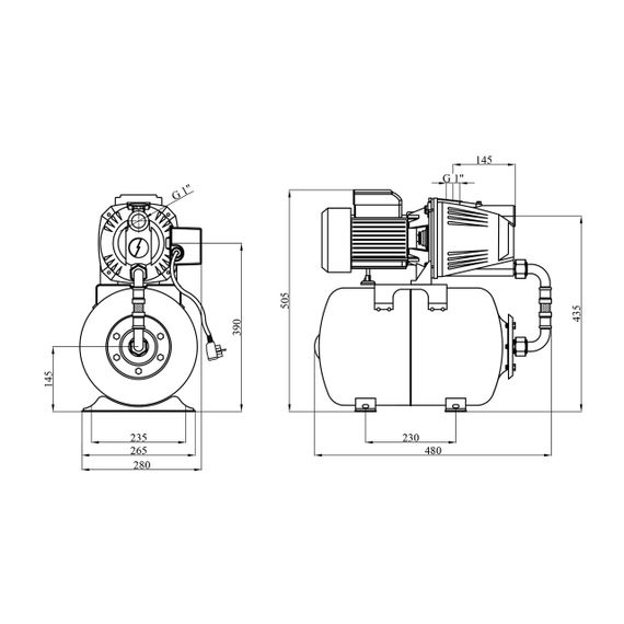 Насосна станція Agua AT JET 100L Нmax 50 м Qmax 52 л/хв P 1100 Вт корпус чавун | Зображення 1