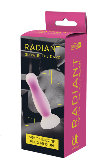 Анальна пробка, що світиться Dream Toys RADIANT SOFT SILICONE GLOW IN THE DARK PLUG MEDIUM PURPLE Sex Aura | Зображення 4