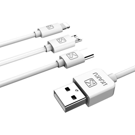 USB кабель Kaku KSC-078 3-in-1 Type-C / MicroUSB / Lightning 1m - White | Зображення 2