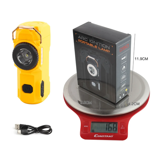 Багатофункціональний ліхтар D51-SMD жовтий з Li-Ion акумулятором, індикацією заряду, запальничкою та ЗУ Type-C (46805-d51-smd_226) | Зображення 4