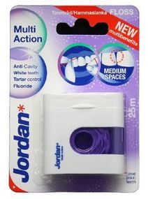 Зубна нитка з фтором, відбілююча, Jordan Multi Action floss (25м), проти зубного каменю