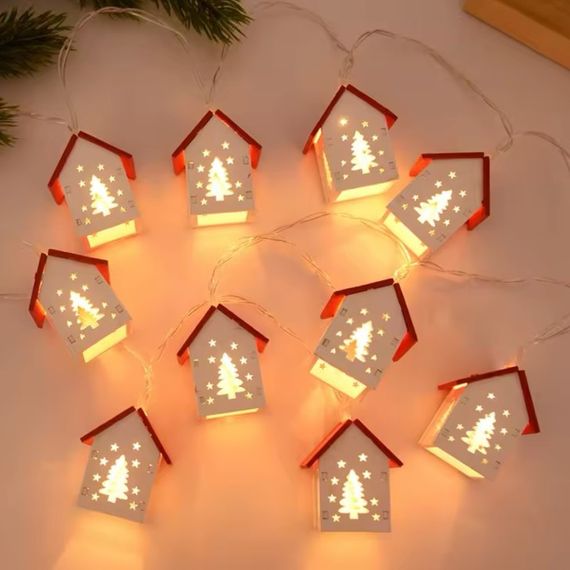 Гірлянда Будиночки Ялинка 2 метрів 10 LED ламп Жовта USB | Зображення 1