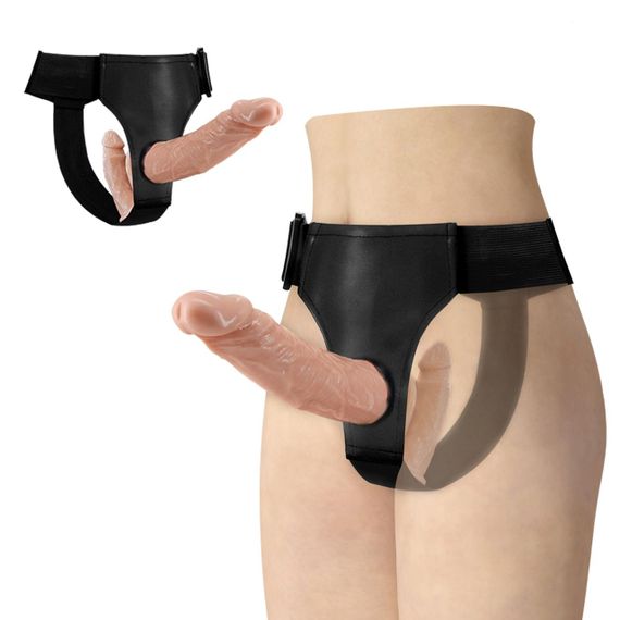 Подвійний страпон BAILE STRAP ON DOUBLE DILDOS, 7.1''+5.9'' Sex Aura | Зображення 1