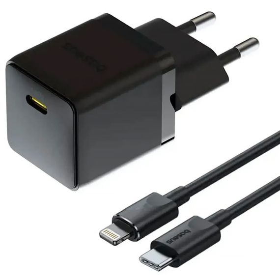 МЗП Baseus Palm Fast Charger 20W (1USB-C) + кабель Type-C to Lightning (E01164) Cluster Black