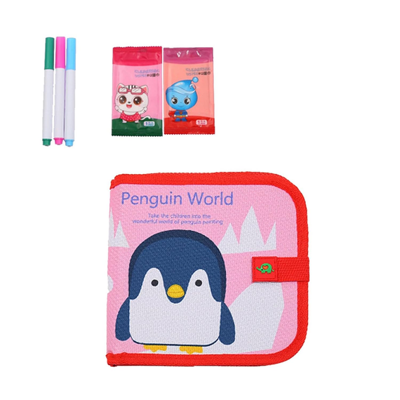 Багаторазовий альбом для малювання із фломастерами Penguin World