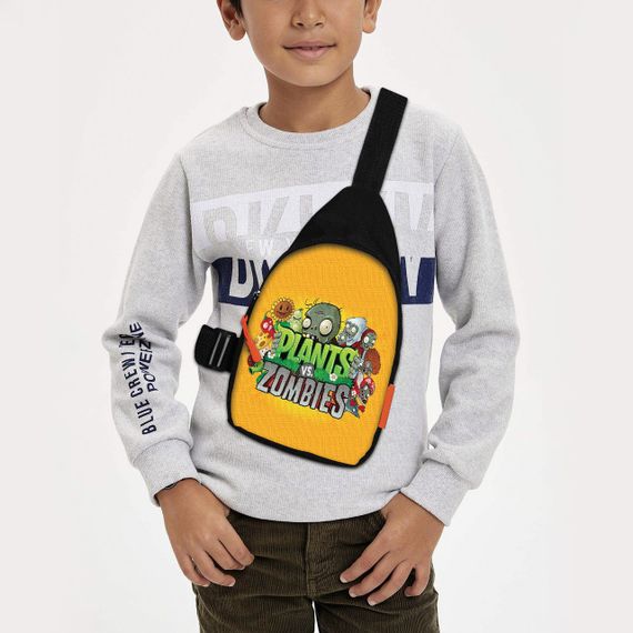 Сумка через плече дитяча Рослини проти зомбі 29х17 см сумка слінг для хлопчика (02142)