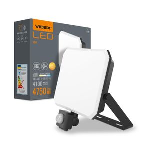 Світлодіодний прожектор VIDEX F3 50W 5000K з датчиком руху 220V Black (VLE-F3-0505B-S)