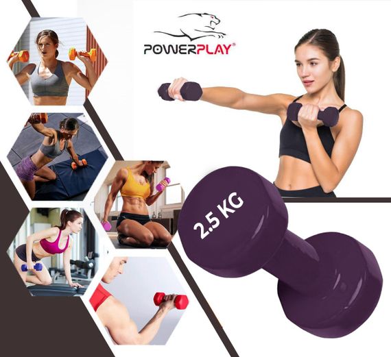 Гантелі вінілові PowerPlay 4125 Achilles 2*2.5 кг. Фіолетові (пара - 2шт.) | Зображення 7