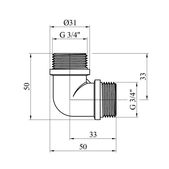 Угольник усиленный LexLine 3/4" ЗЗ никелированный НК0132-Вн | Зображення 1