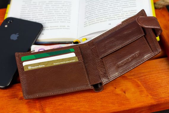 Чоловічий портмоне з натуральної шкіри ST Leather B104 Коричневий | Зображення 6