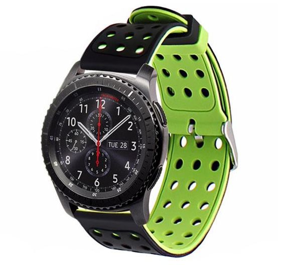 Двухсторонний ремешок с перфорацией для часов Samsung Gear S3 Classic SM-R770 / Frontier RM-760 Black&Green