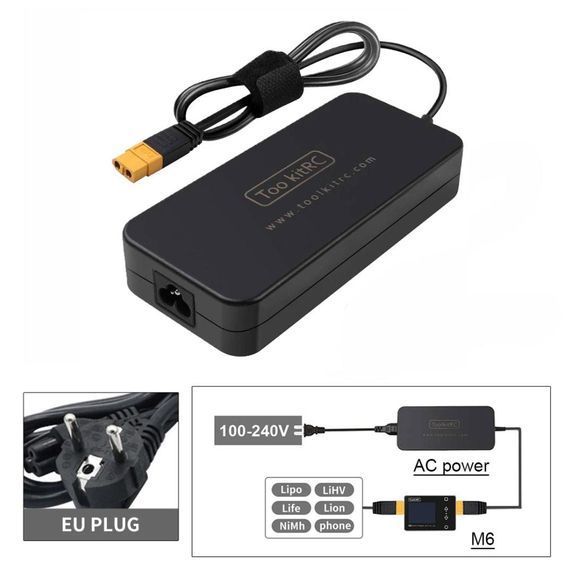 Зарядное устройство ToolkitRC M6D 500W 15A 1-6S с блоком питания ToolkitRC ADP200 200W 20V/5А, XT60 | Зображення 2