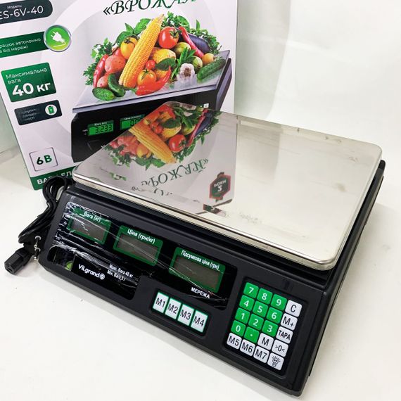 Ваги електронні торгові цифрові ViLgrand VES-6V-40 40 кг, Ваги для торгівлі 50 кг з дисплеєм RA-69 | Зображення 8