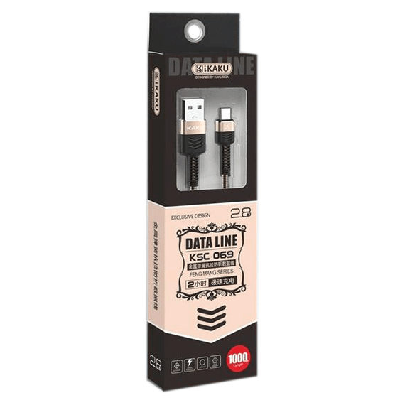 USB кабель Kaku KSC-069 USB - Type-C 1m, металева оплітка - Gold | Зображення 2