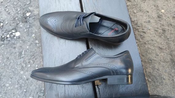 Шкіряні туфлі дербі, сині 41 розмір | Зображення 1